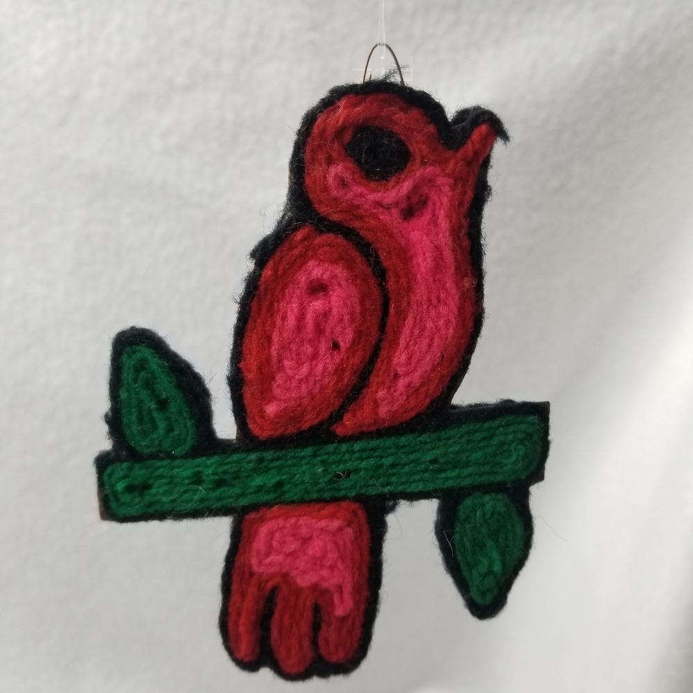 Colorful Bird Ornament Pair - Pink and Yellow - Picture 2 of 13